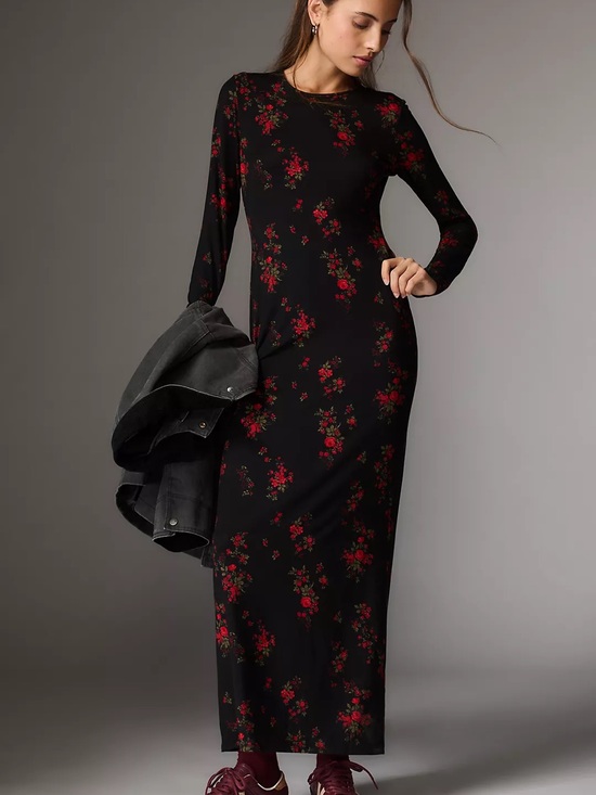 Reformation Dresses & Skirts - Reformation Black Maxi Dress with Red Floral Print